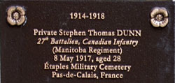 Chelsea Cenotaph Private Stephen Thomas Dunn